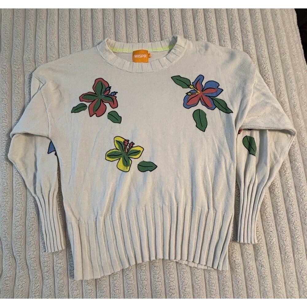 Wispr Wmns Silk Blend Colorful Floral Lightweight Sweater M Cozy Quiet Luxury